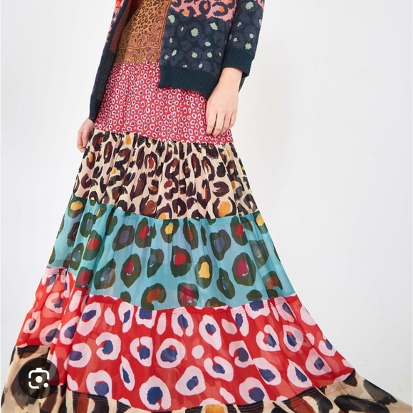 FARM Rio Boho Multicolor Tiered Beaded Shoulder Strap Maxi Dress Size S - Picture 2 of 11